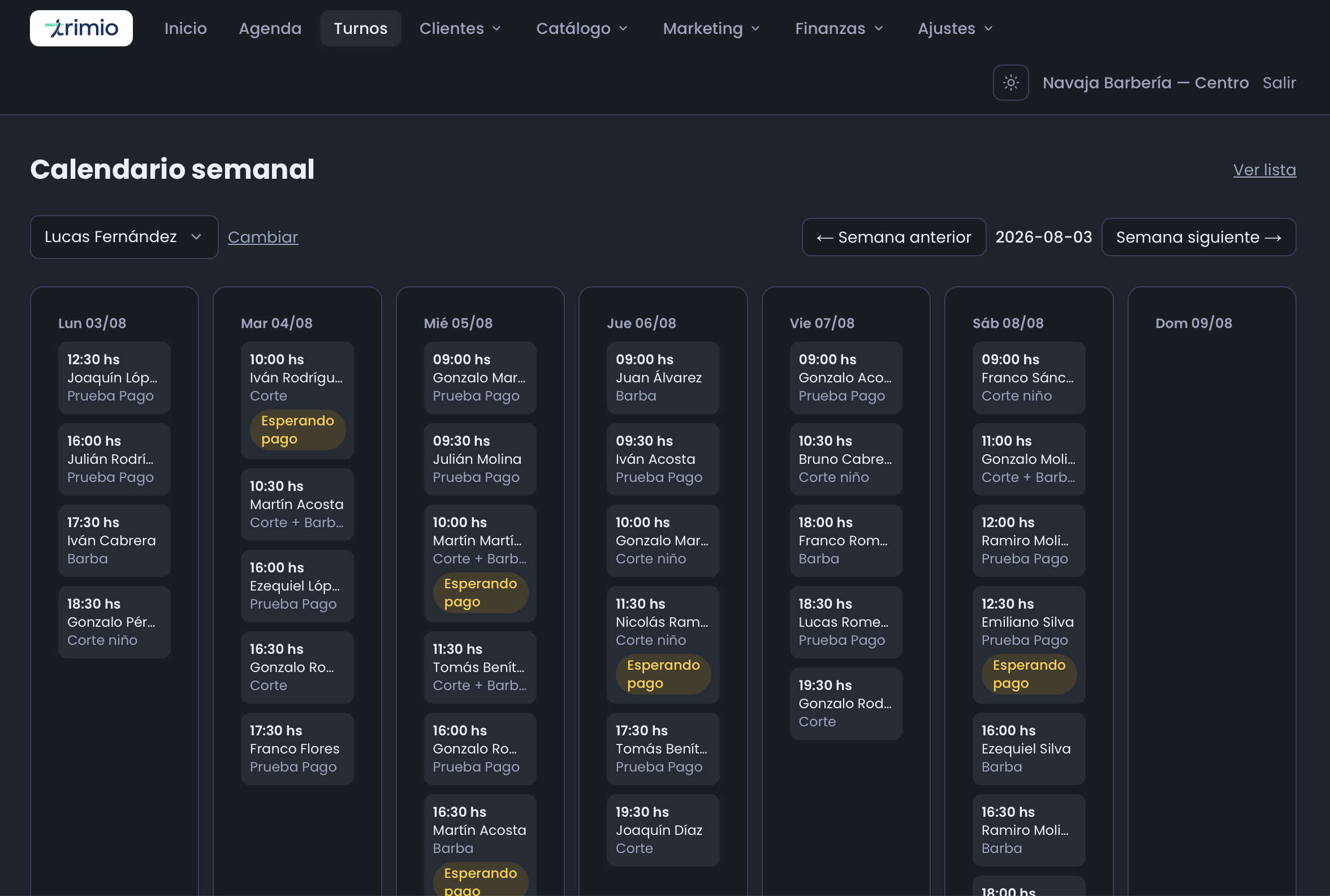 Calendario semanal